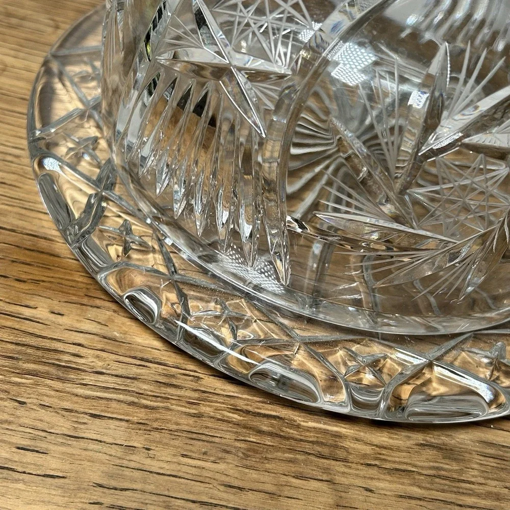 Vintage Crystal Cheese Dome Butter Dome Cake Dish‎ Plate Glass Heavy